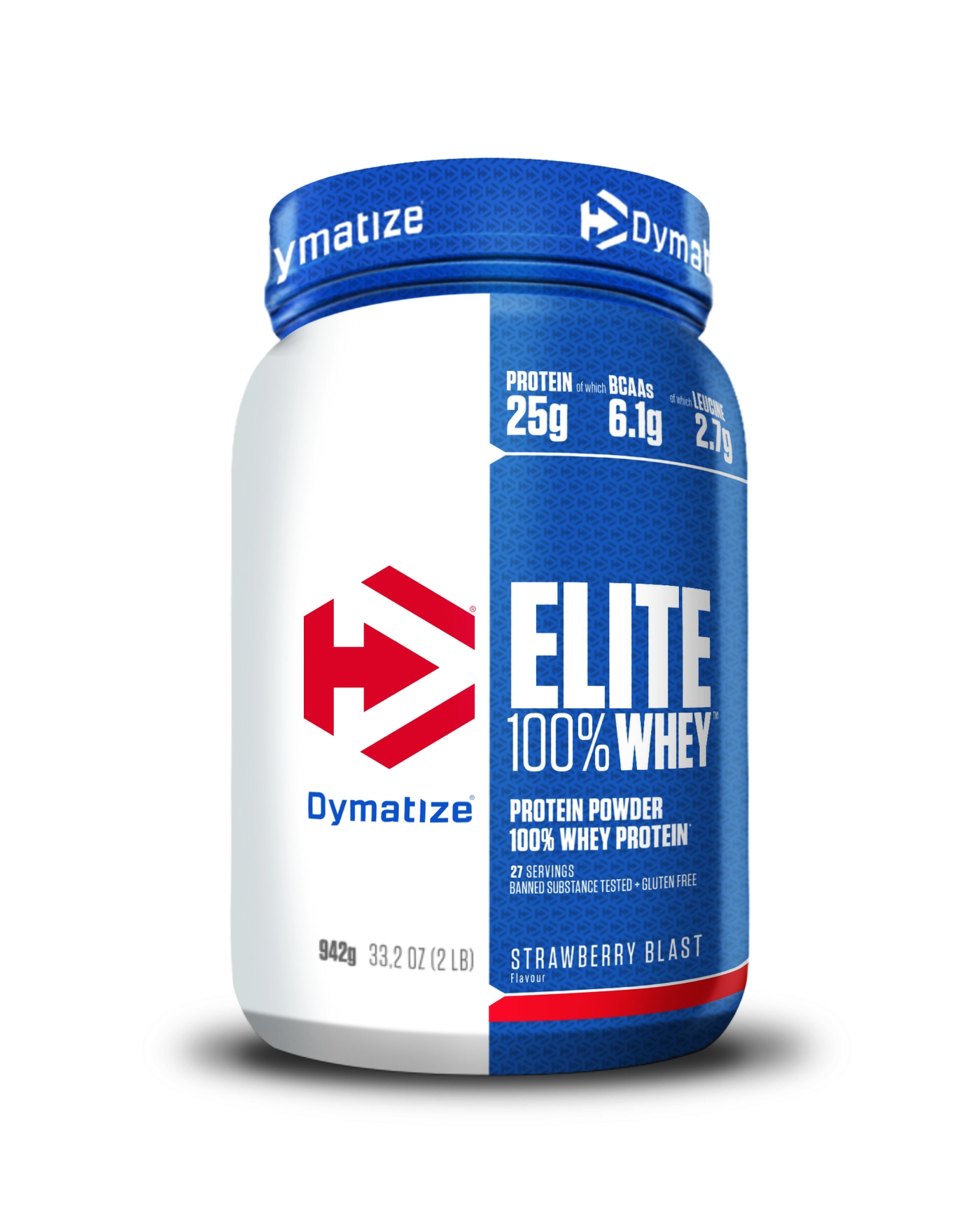 Dymatize Elite 100% Whey Protein, Erdbeergeschmack, 942g Dose, Protein-Pulver