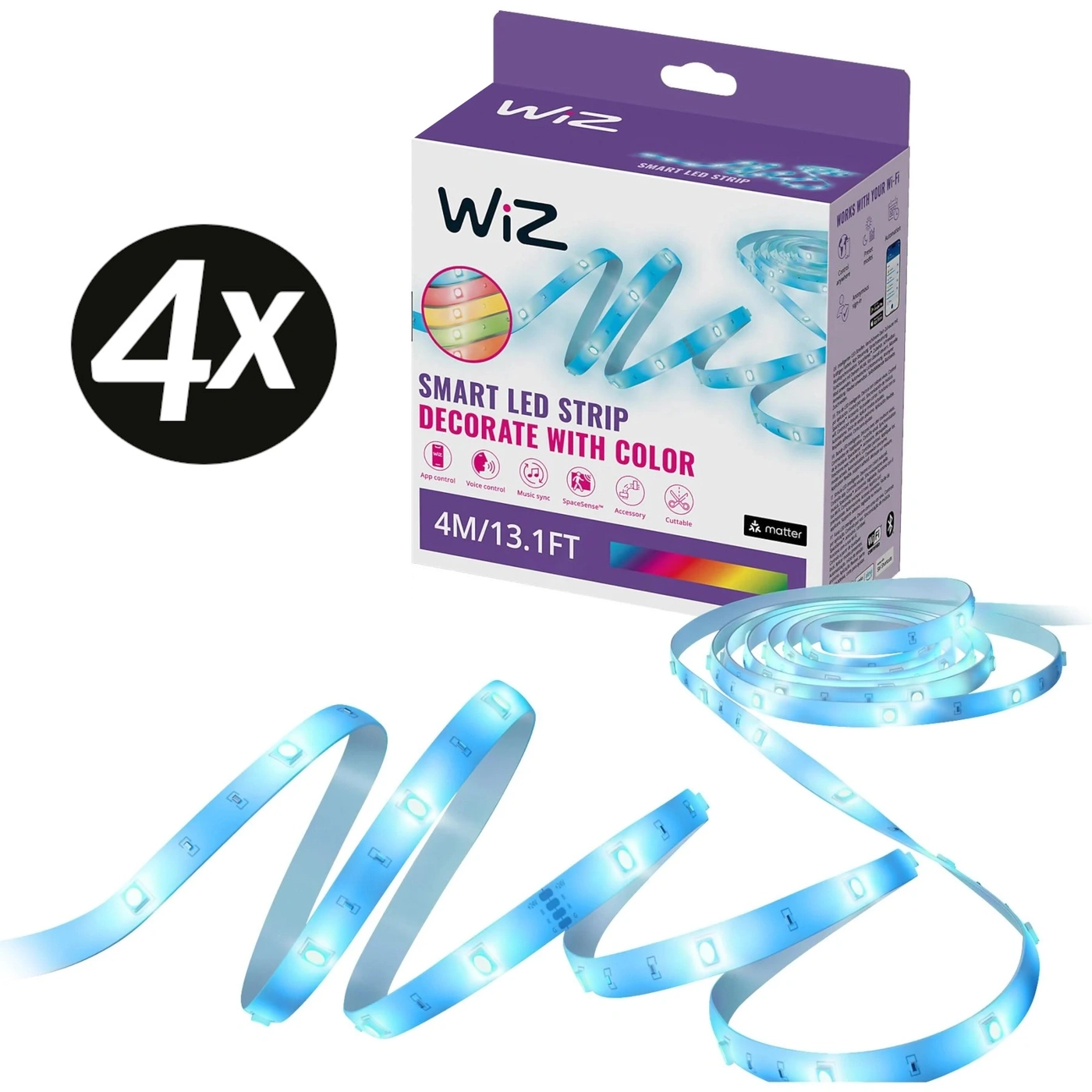 Wiz LED-Streifen mit 4x 4m/13.1ft für Smarte Dekoration mit Farbe
