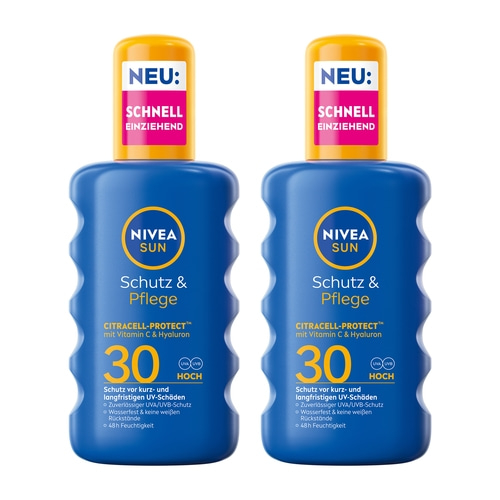 NIVEA SUN Schutz & Pflege Sonnenspray Sonnenschutz Wasserfest LSF30 2 x 200ml
