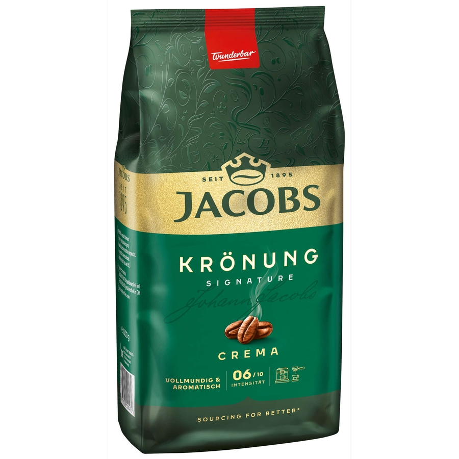 JACOBS Kaffeebohnen Krönung Crema 4 x 1 kg ganze Kaffee Bohnen geröstet Röstung