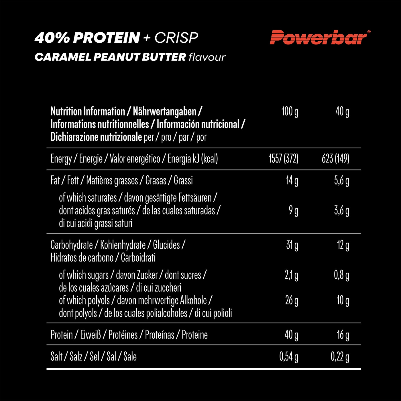 POWERBAR High Protein Riegel Caramel Peanut Butter 40% Protein + Crisp 12x 40 g