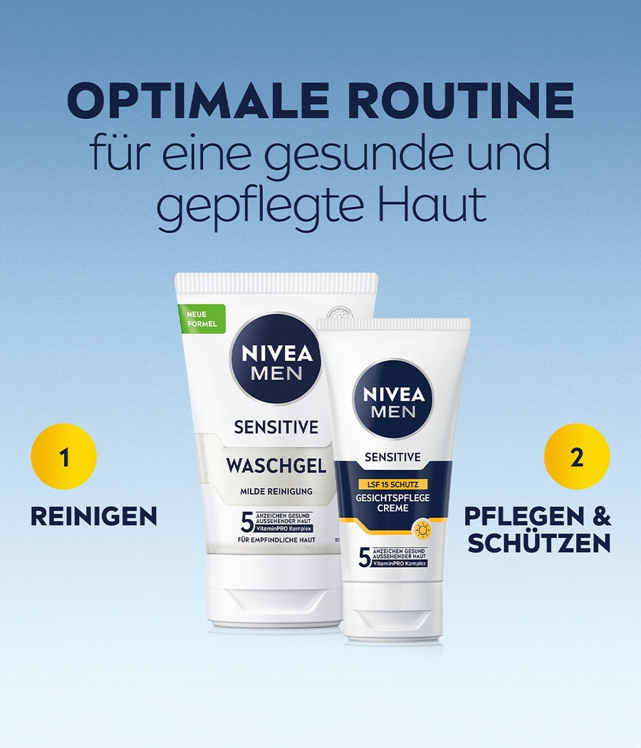 NIVEA MEN sensitive Gesichtspflege Creme Kamillen Sonnenschutz LSF15 2 x 75ml