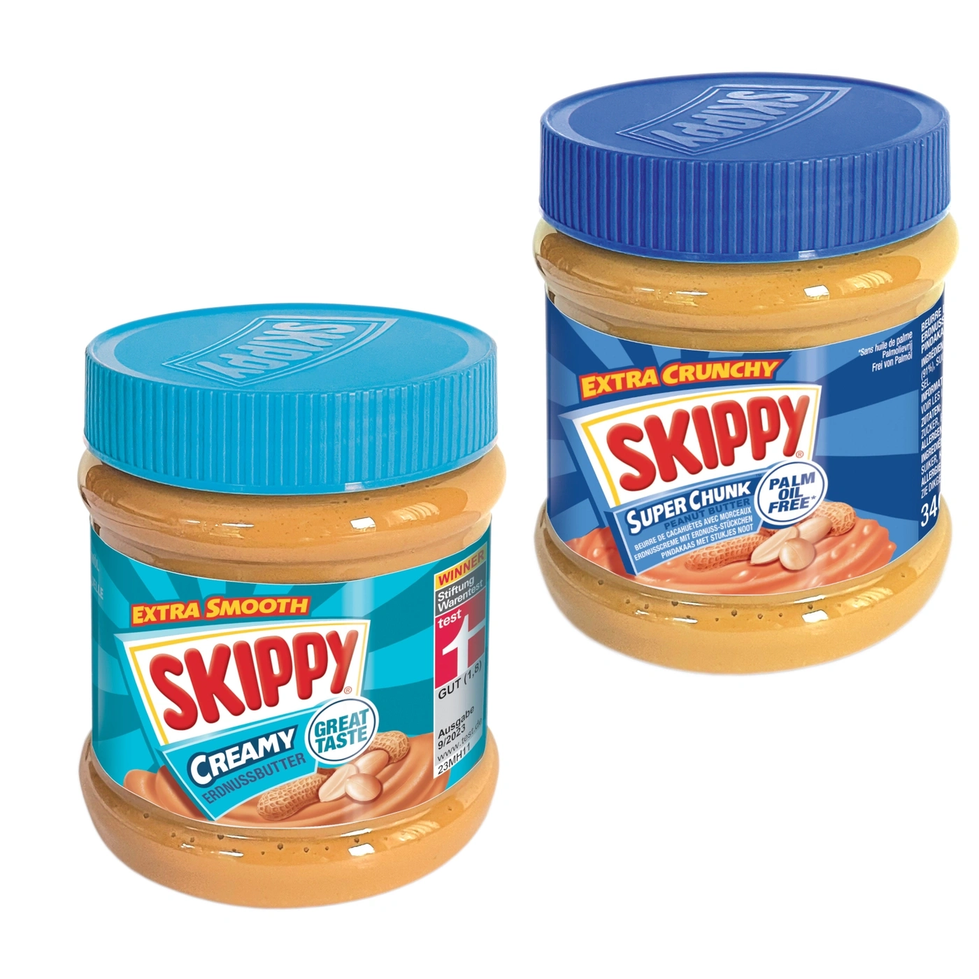 SKIPPY Erdnussbutter Bundle 1x "Creamy" 1x "Super Chunk" ohne Palmöl 2x 340g