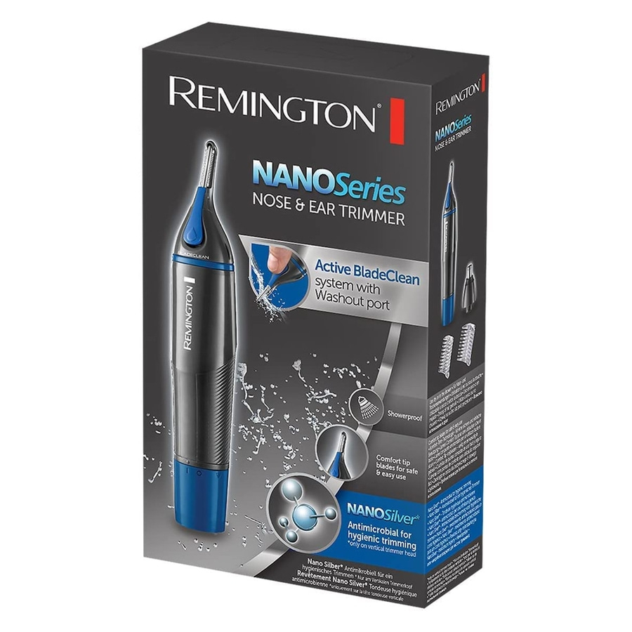 Remington NanoSeries Nasen- und Ohrentrimmer, Active BladeClean, wasserdicht, NanoSilver
