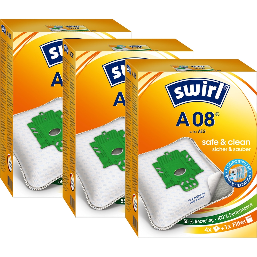 SWIRL Staubsaugerbeutel A08 EcoPor 3er Pack für AEG SE, TC Edition 2000