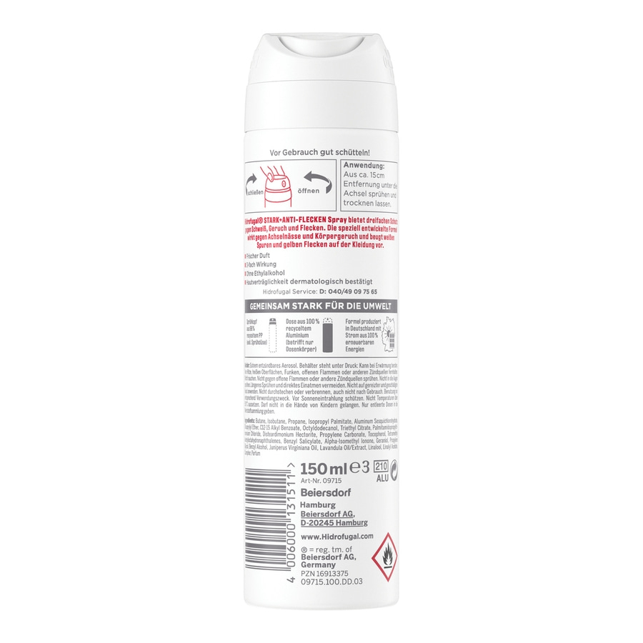 Hidrofugal Anti-Flecken Spray, schützt vor Schweiß, Geruch und Flecken, 150ml, Beiersdorf