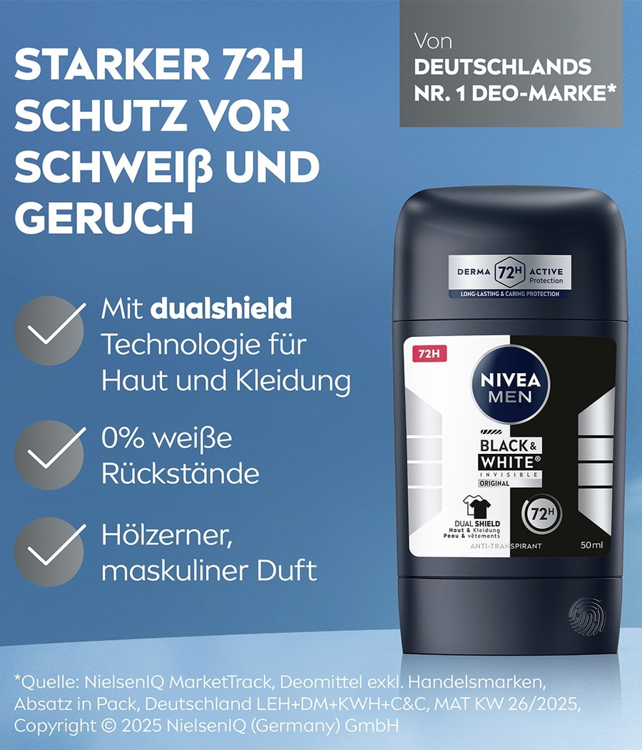 NIVEA Deodorant Black & White Invisible Original Deo Stick 5 x 50ml