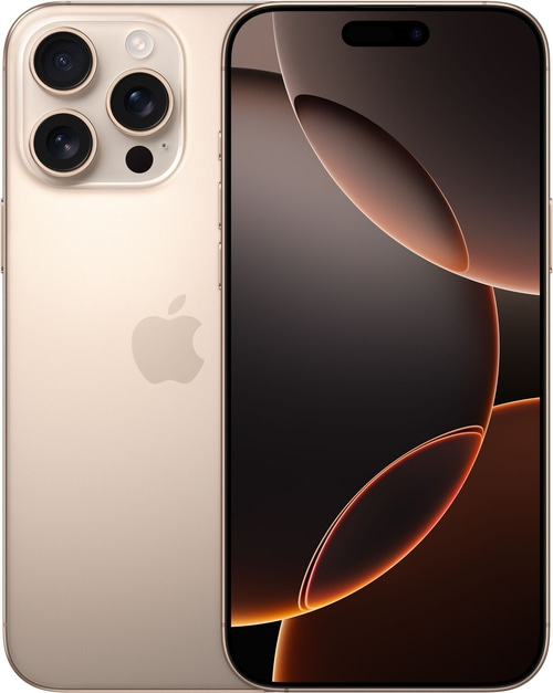 Goldenes iPhone mit drei Kameras und schwarzem Bildschirm, Nahaufnahme
