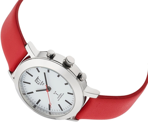 ETT Damen Armbanduhr ELS11582-11L Funkuhr analog Solar Drive Lederarmband 35mm