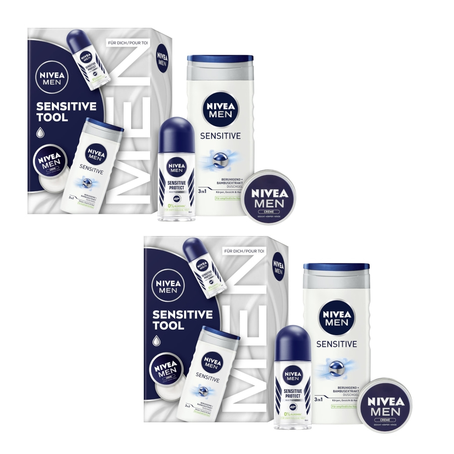 NIVEA MEN Sensitive Tool, 2 x Geschenkset, Sensitive Pflegedusche + Roll-On