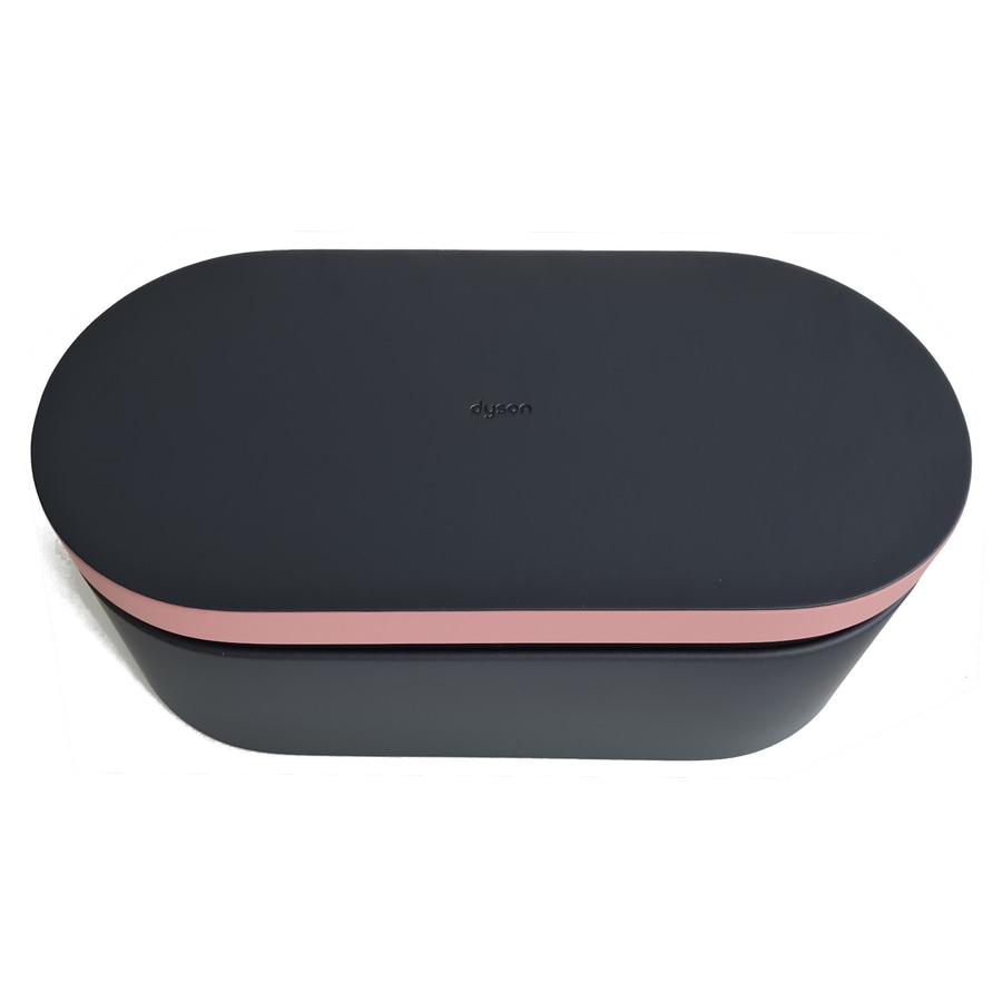 Dyson-Haartrockner-Box, oval, schwarz, rosa Band, Dyson-Logo, Produktverpackung