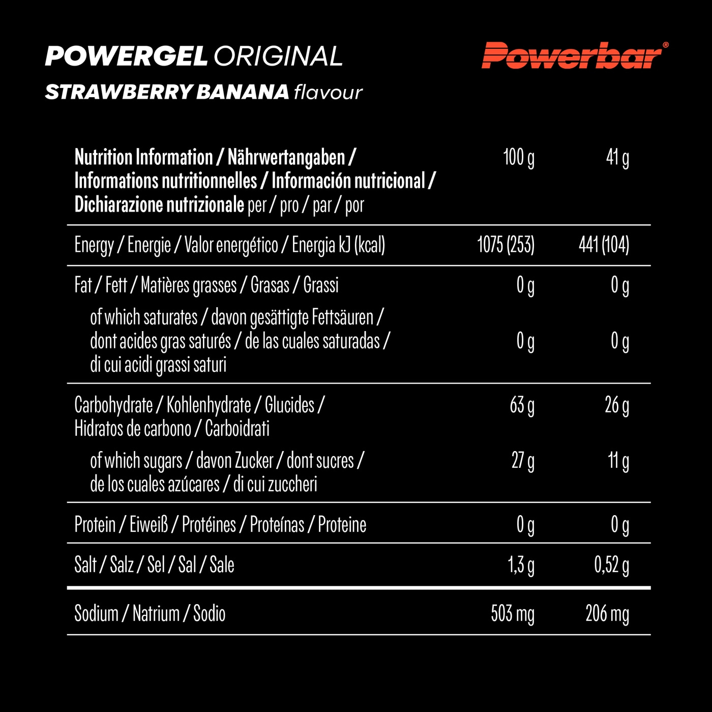 POWERBAR PowerGel Fruit Strawberry-Banana High Carb Energie Gel Natrium 24x41g