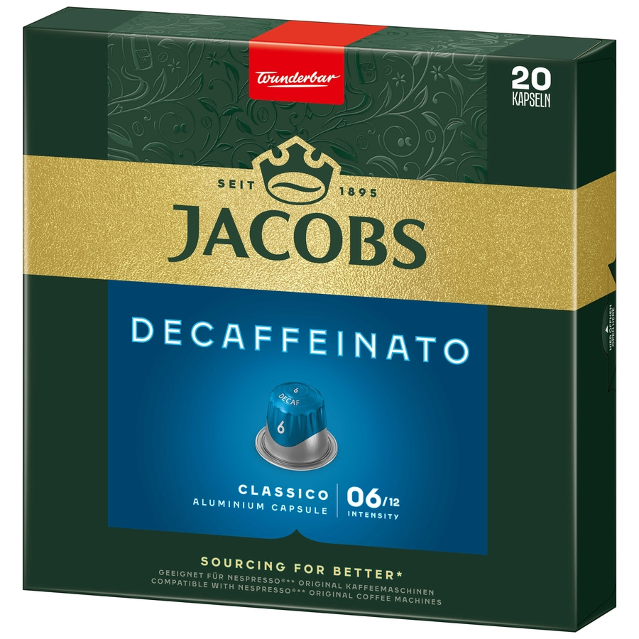 JACOBS Kapseln Decaffeinato Classico 6 entkoffeiniert 200 Nespresso®* kompatibel