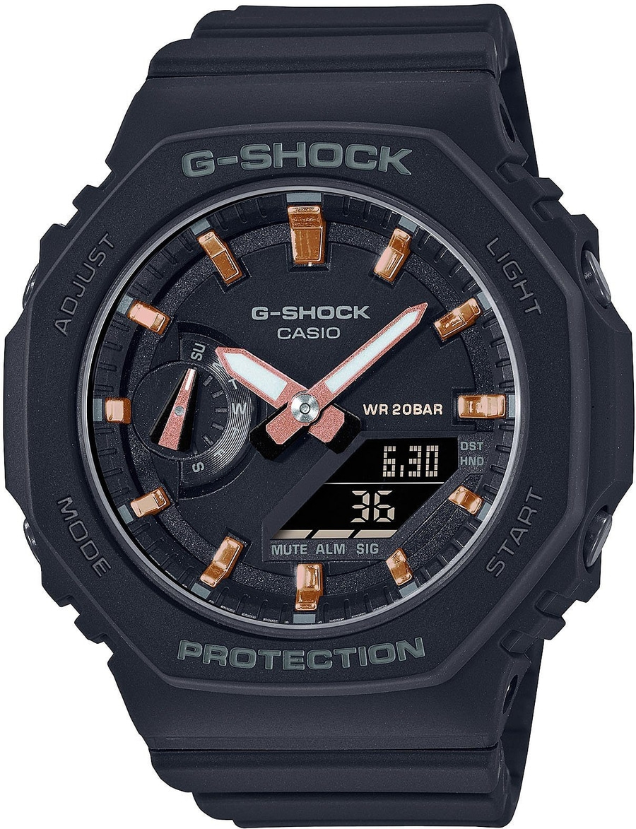 G-Shock Uhr, schwarz, Digitalanzeige, Zeit, Datum, Stoppuhr, Alarm, Licht, Schutz