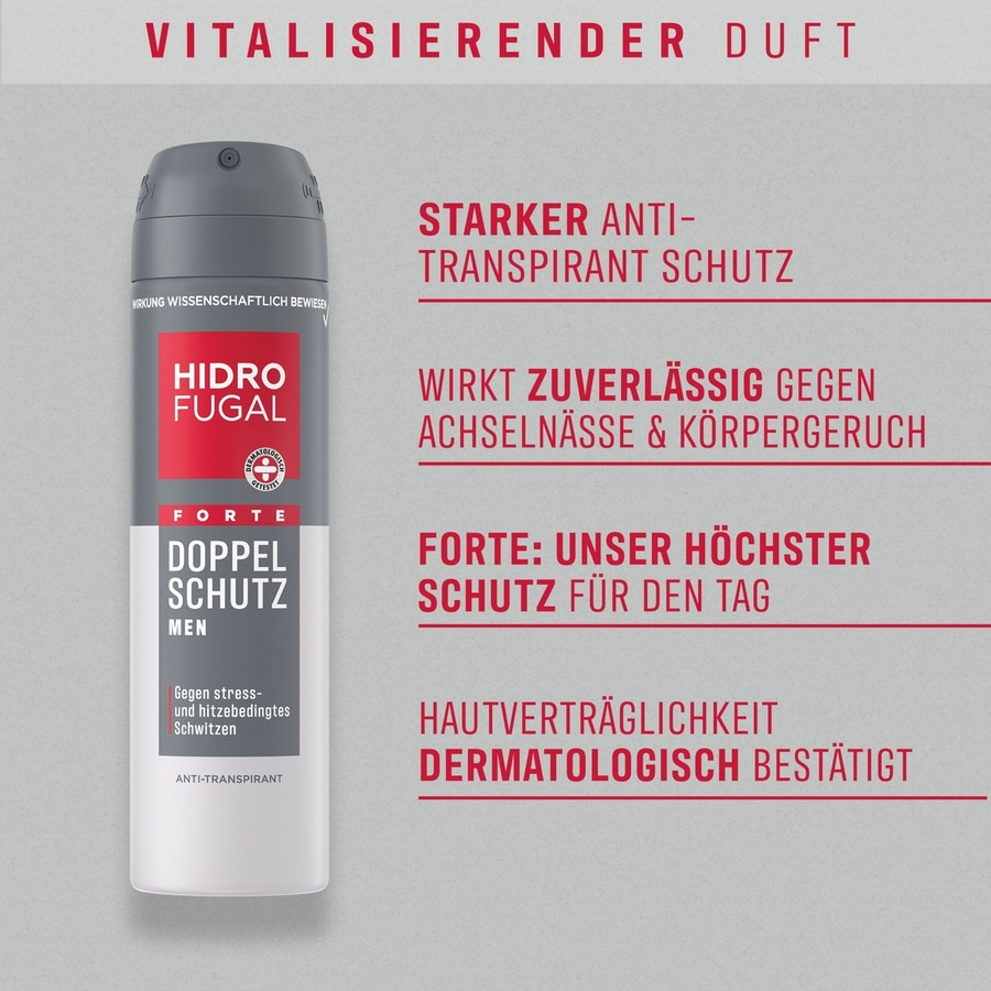 HIDROFUGAL Deo-Spray MEN DOPPEL SCHUTZ 2-fach Anti-Transpirant-Schutz 4 x 150 ml