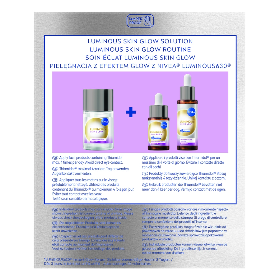 NIVEA LUMINOUS SKIN GLOW SERUM UND ROUTINE PRODUKTE MIT THIAMIDOL