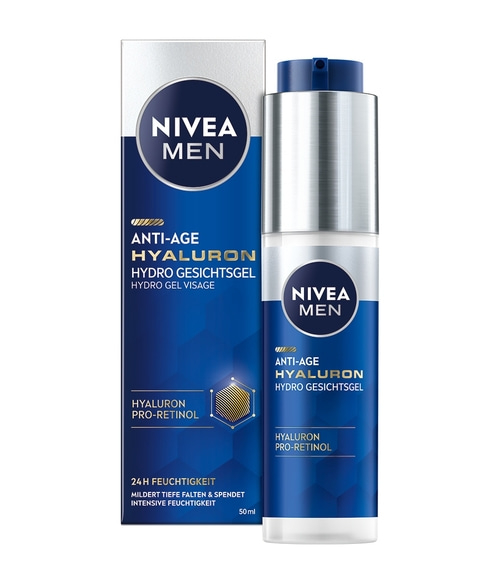 NIVEA MEN Anti-Age Hyaluron Hydro Gesichtsgel Pro-Retinol 24h Hautpflege 50ml