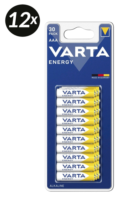 VARTA 12x 30 Batterien Typ AAA MaxiPack 360 Alkali Micro Batterie langlebig NEU