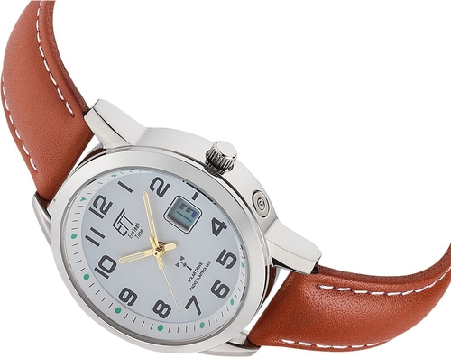ETT Funkuhr ELS-11616-61L Damenarmbanduhr Analog Solar Edelstahl 34 mm