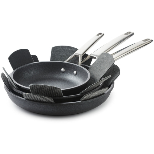 Betty Bossi Bratpfannen Premium Aluguss - 3er-Set mit Pfannenschoner 3 Größen