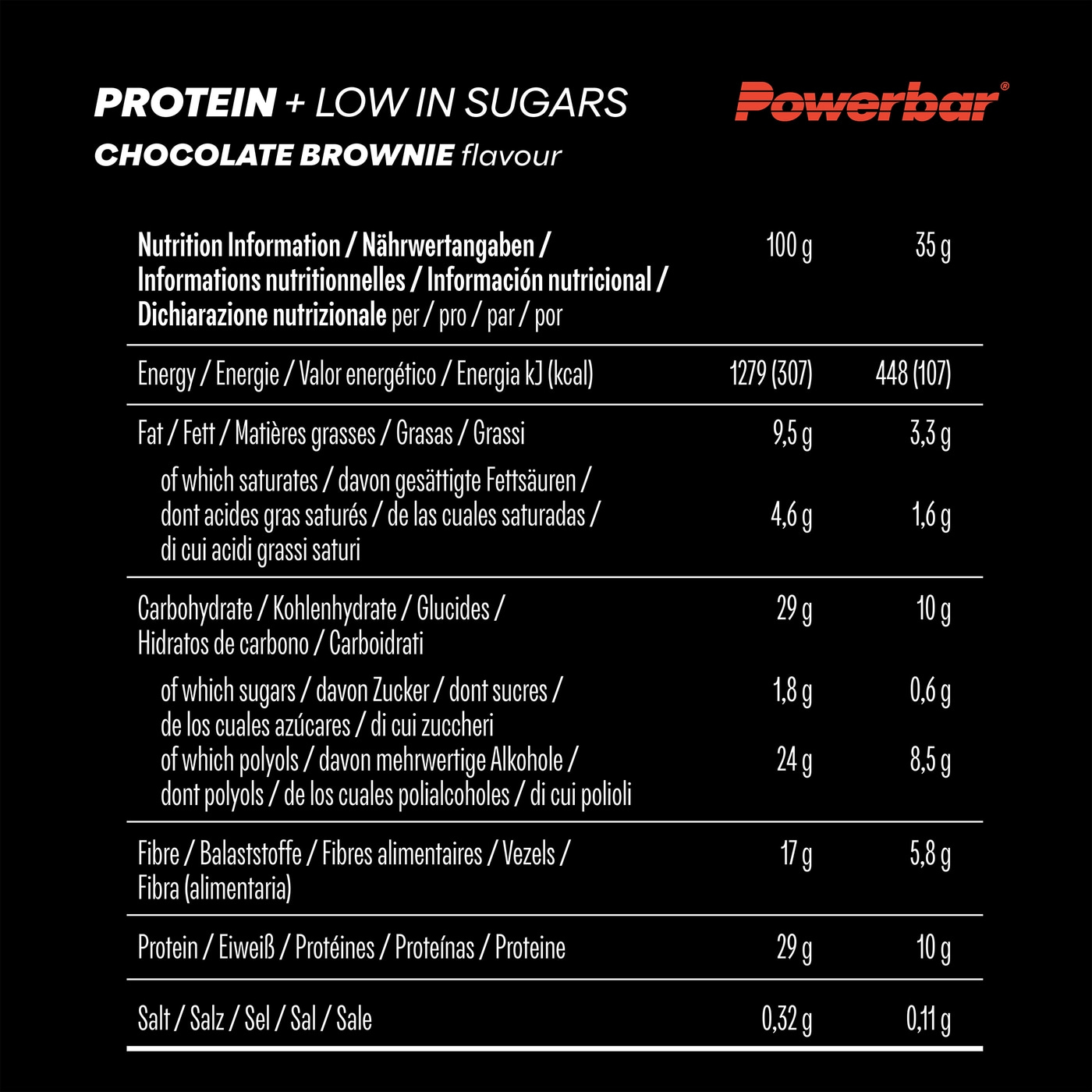 POWERBAR Protein Plus Low Sugar Chocolate Brownie 16x 35 g Riegel