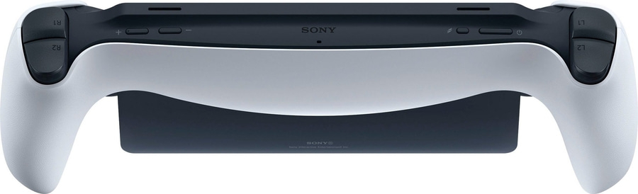 PlayStation 5 DualSense-Controller, weiß und schwarz, Nahaufnahme, Sony-Logo