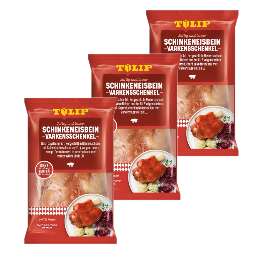 3x TULIP 600g Schinkeneisbein Vakuumverpackt gepökelt Schweinehaxe Schwarte
