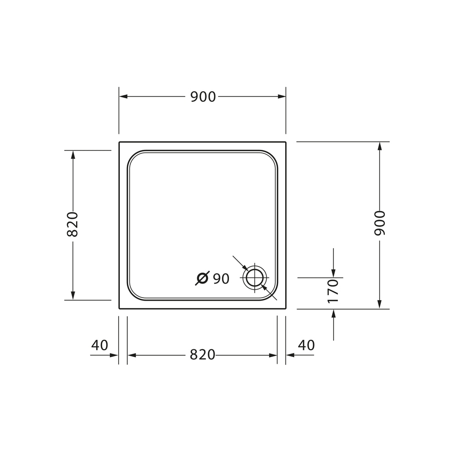 DURAVIT Duschwanne D-Code 900x900mm Weiß Quadrat, Ablaufdurchmesser 90mm