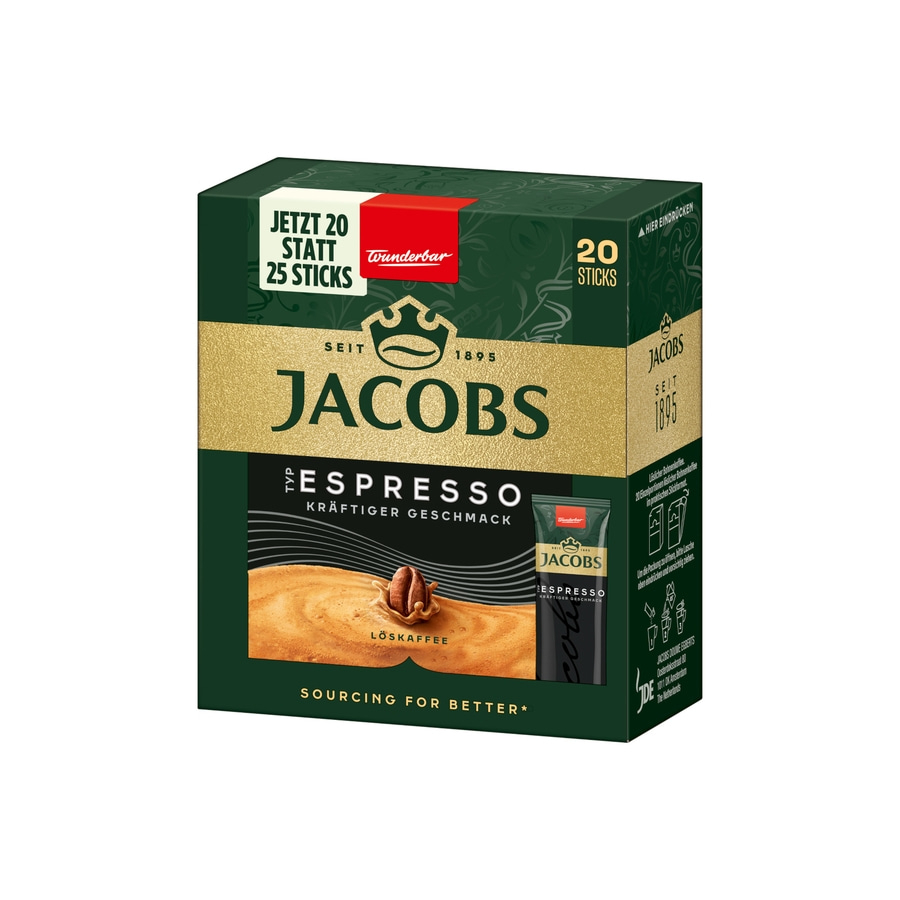 JACOBS Löskaffee Typ Espresso 12 x 20 Getränke Sticks löslicher Kaffee