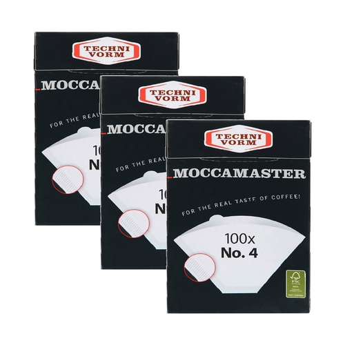 Kaffeefilterpackungen mit der Aufschrift 'MOCCAMASTER' und 'TECHNI VORM'.