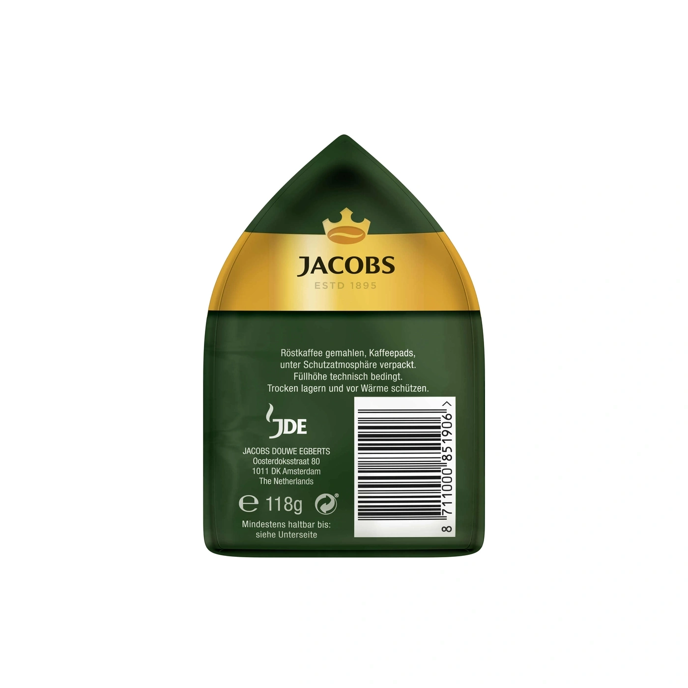 Jacobs Kaffee Packung, gerösteter Kaffee, Kaffeepads, 118g, Mindesthaltbarkeit, JDE, Amsterdam