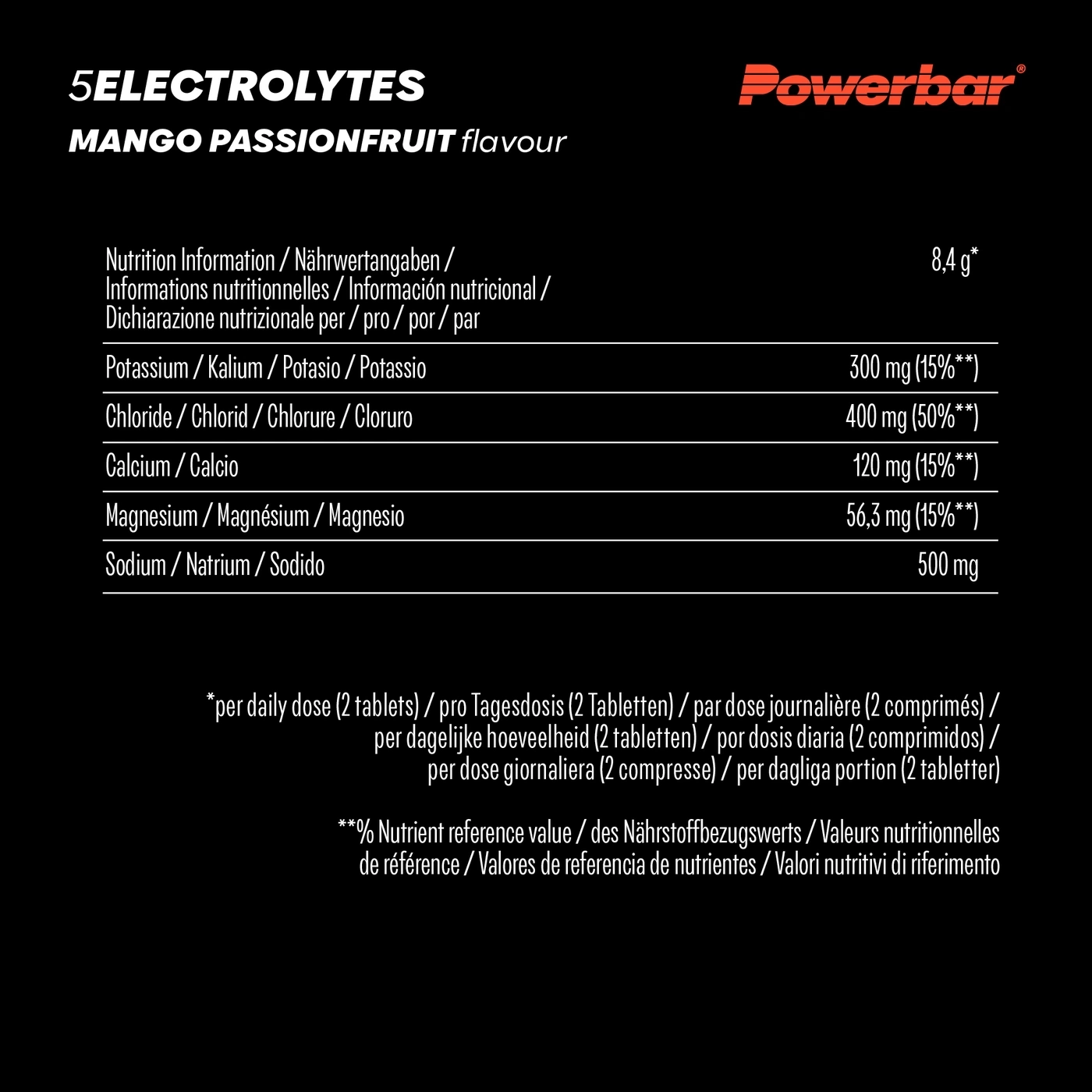 Nährwertangaben von Powerbar 5Electrolytes Mango Passionfruit