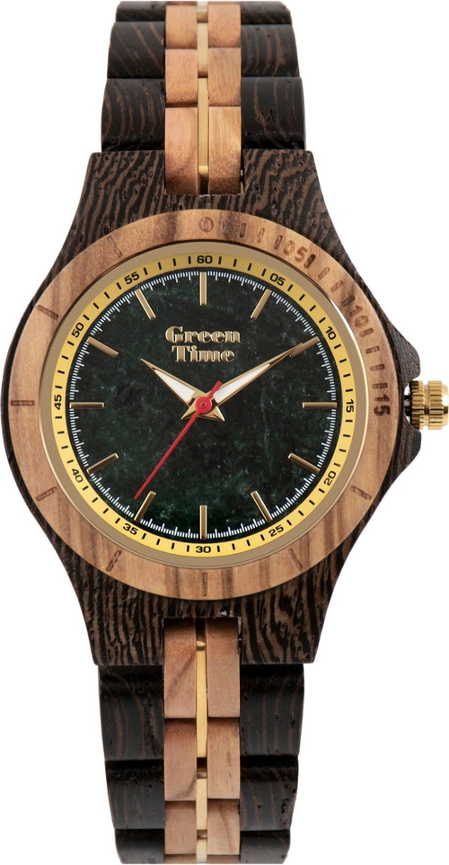 GREENTIME Damenarmbanduhr ZW135E Quarz Holzuhr Mineralglas Leuchtzeiger 36mm