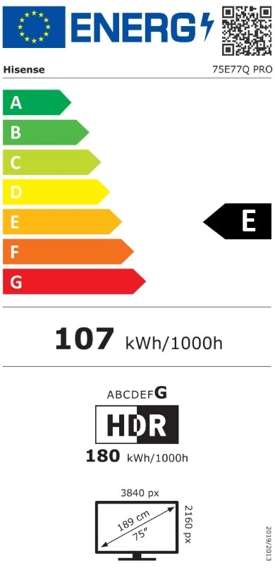 Energieeffizienzlabel für einen Hisense Fernseher, Energieklasse E