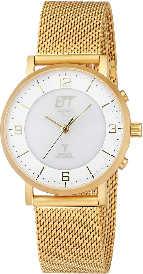 ETT Funkuhr Atacama ELS-11472-11M Quarz Analog Edelstahl Goldfarben