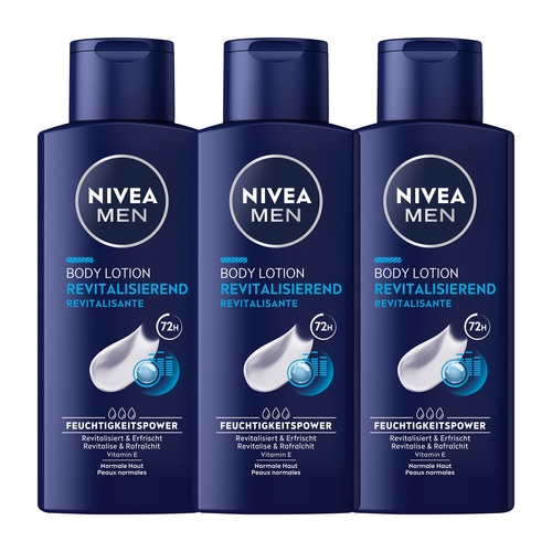 Nivea Men Body Lotion, revitalisierend, 72H Feuchtigkeit, Vitamin E, für normale Haut