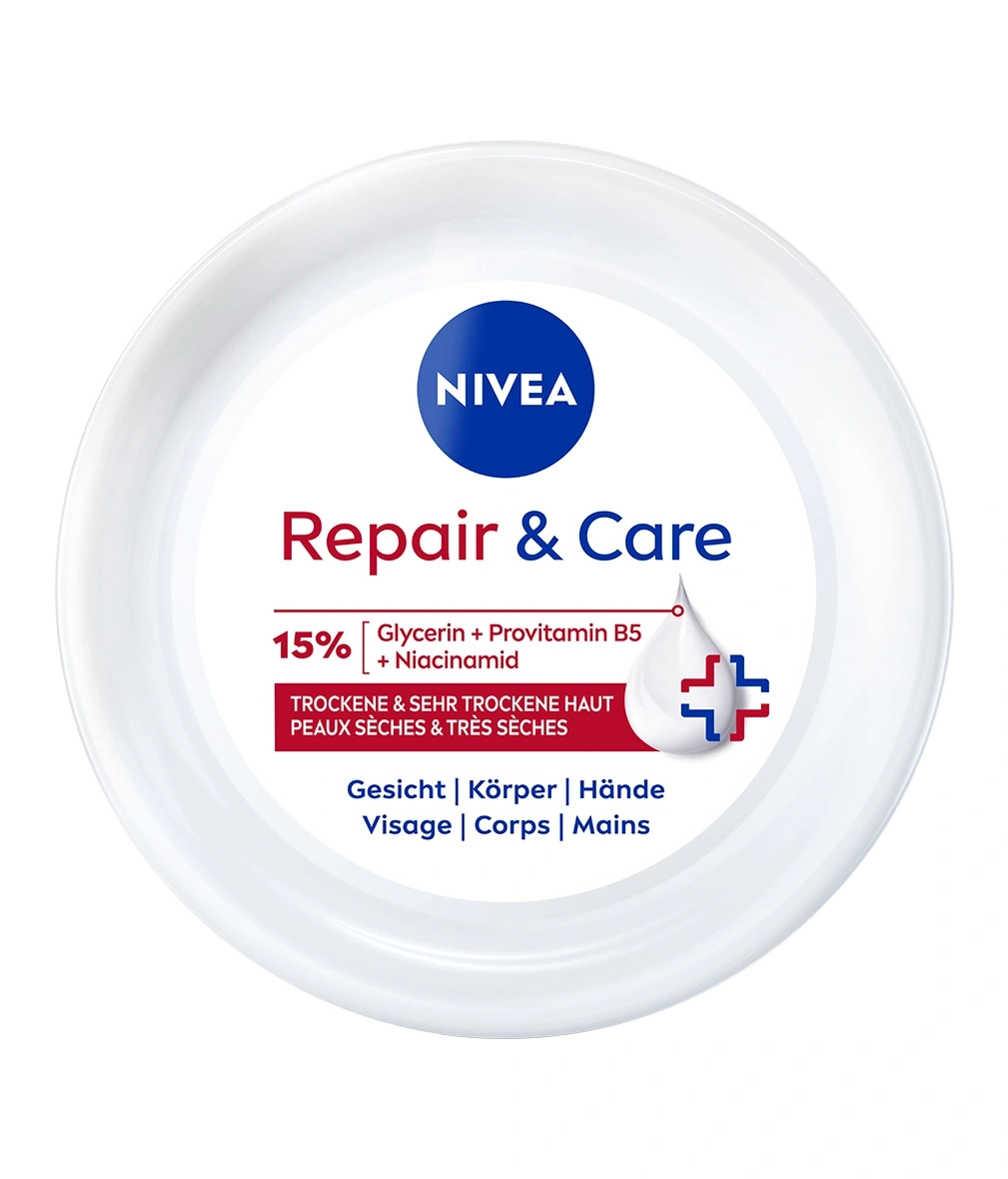 Nivea Repair & Care Creme für trockene Haut.