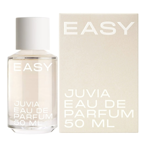 Eine Flasche und Schachtel des Parfums "Easy" von Juvia