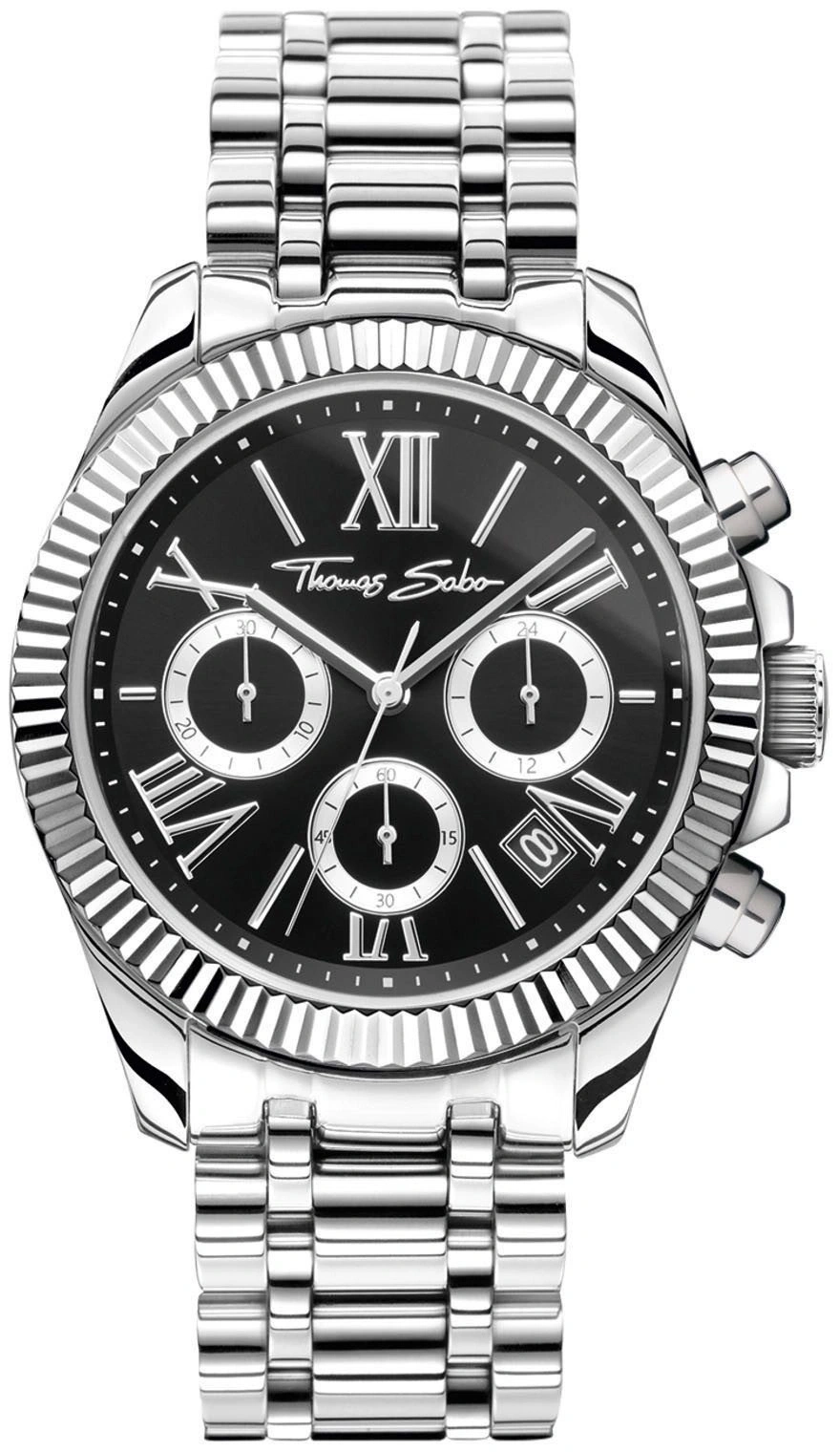 Thomas Sabo Damen Chronograph Divine WA0396 Silber Schwarz Saphir-Finish