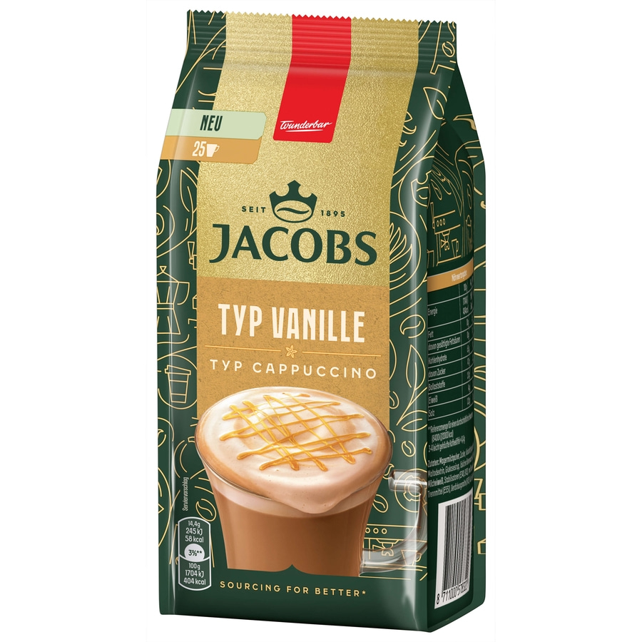 JACOBS Löskaffee TYP VANILLE CAPPUCCINO 12 x 360 g Beutel Vanille-Geschmack