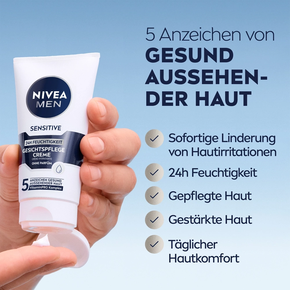 NIVEA MEN Sensitive Gesichtscreme für gesunde Haut mit 5 Vorteilen