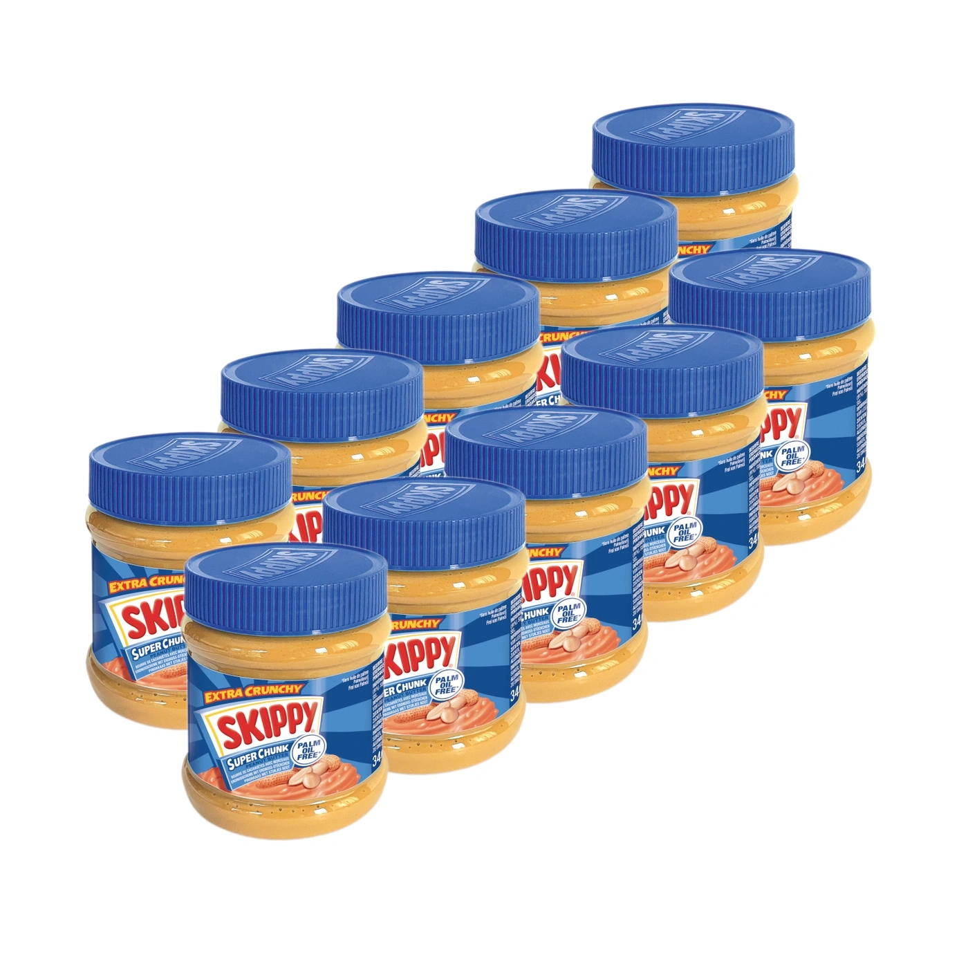 Skippy Erdnussbutter Gläser mit blauen Deckeln