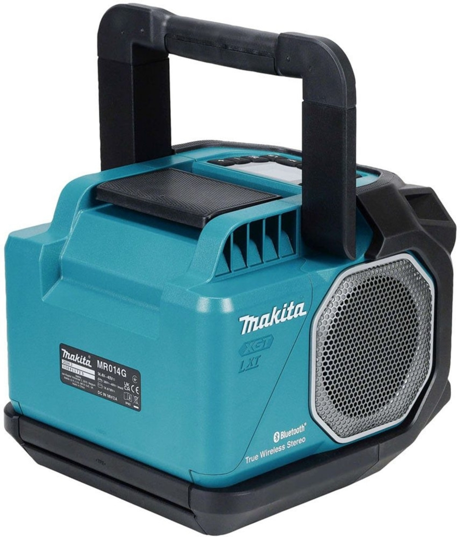 Makita MR014G Baustelle Radio, blau-türkis, mit Tragegriff und Lautsprecher