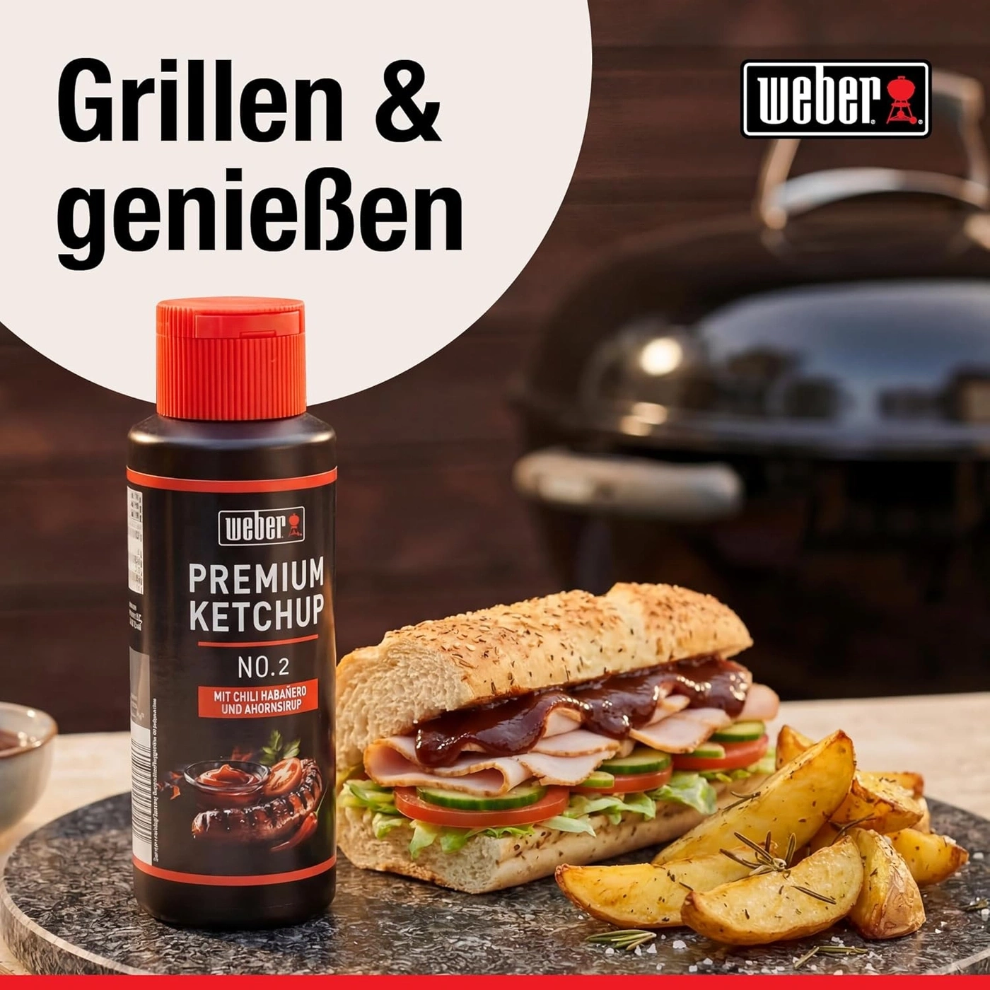 6x 300 ml Weber Ketchup Premium Ketchup No.2 Gourmetsauce Flasche würzig fein