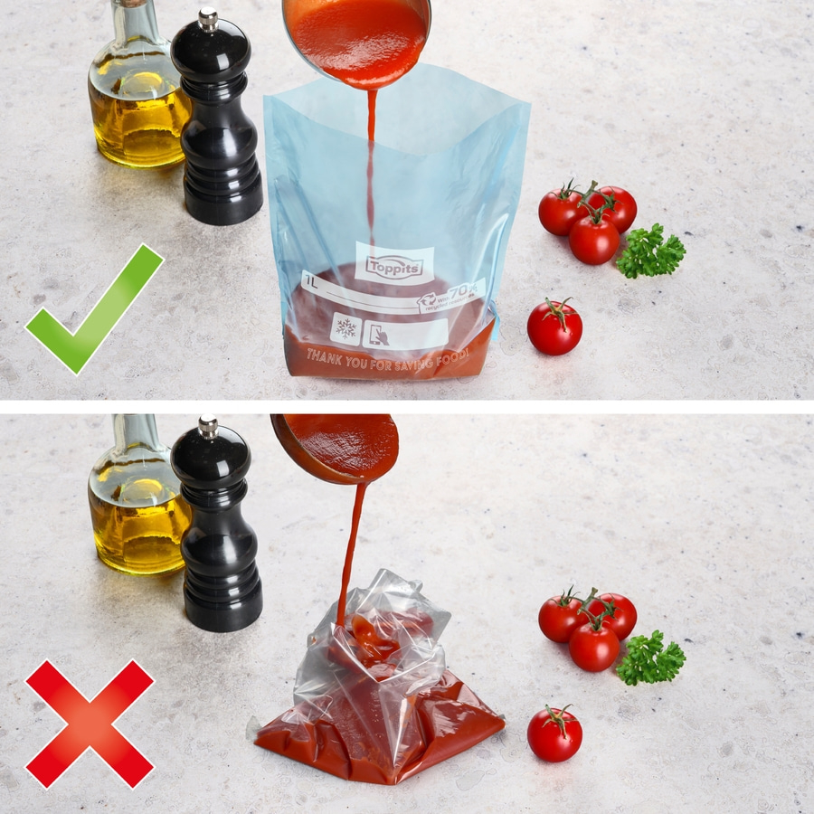 Toppits® Einfrier-Set Gefrierbeutel Allzweck Papier Gefrierbeutel Silikondeckel