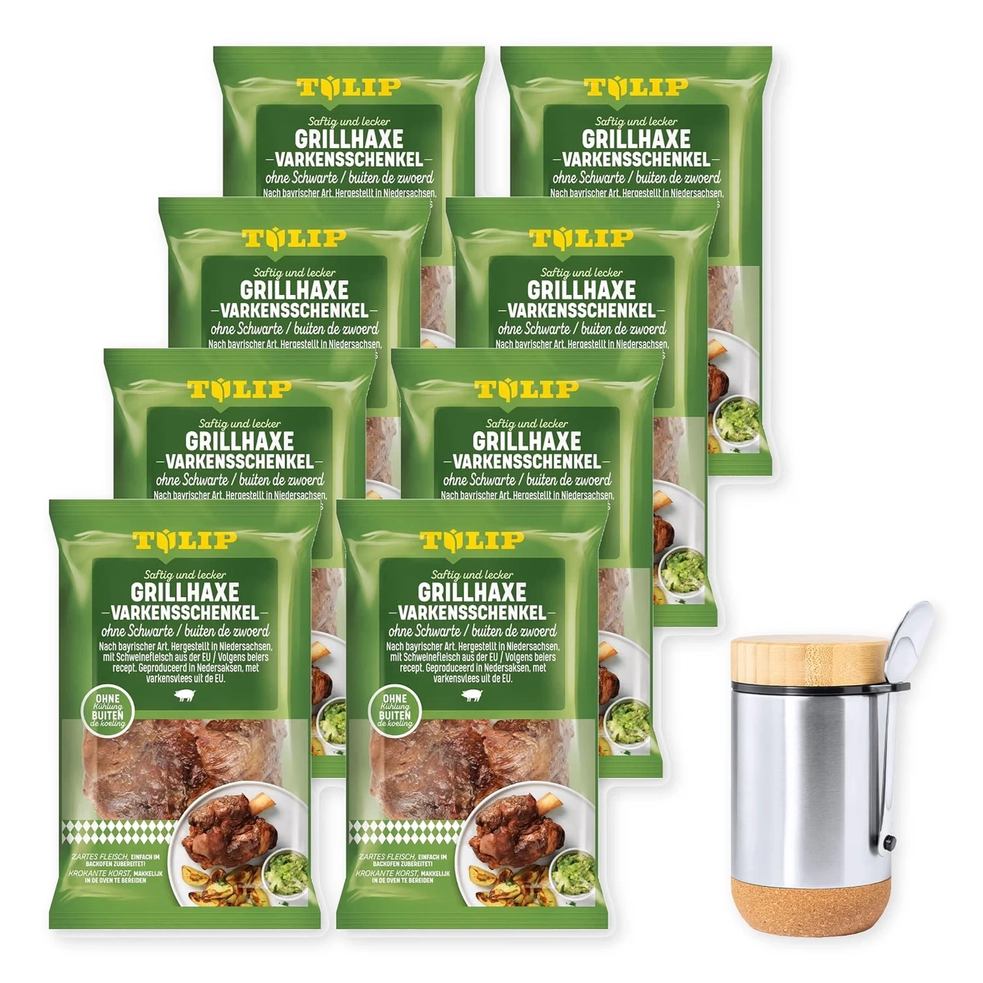 TULIP Grillhaxe ohne Schwarte 8x 500g - für Backofen oder Grill + Lunchbox