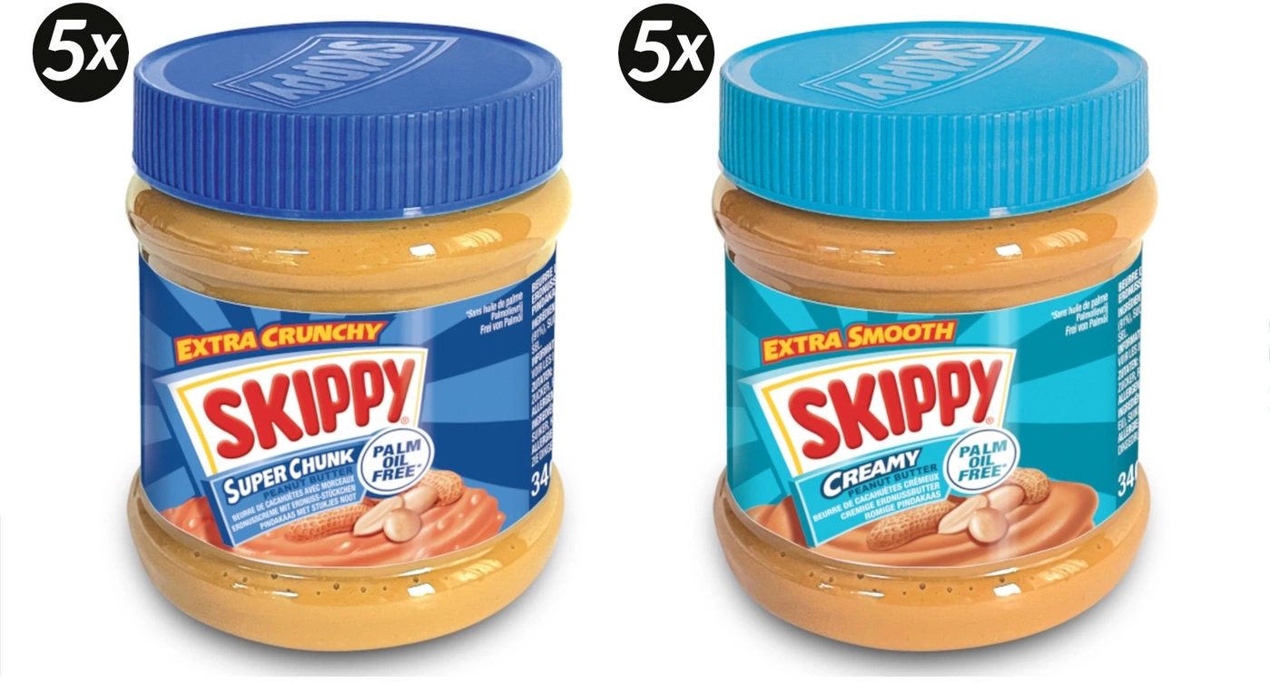 SKIPPY Erdnussbutter Bundle 5x "Creamy" 5x "Super Chunk" ohne Palmöl 10x 340g