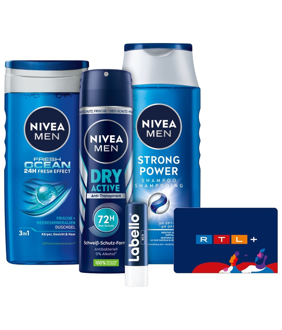 NIVEA MEN Power Pack, 2 x Geschenkset, Pflegedusche Deo Spray Shampoo Labello