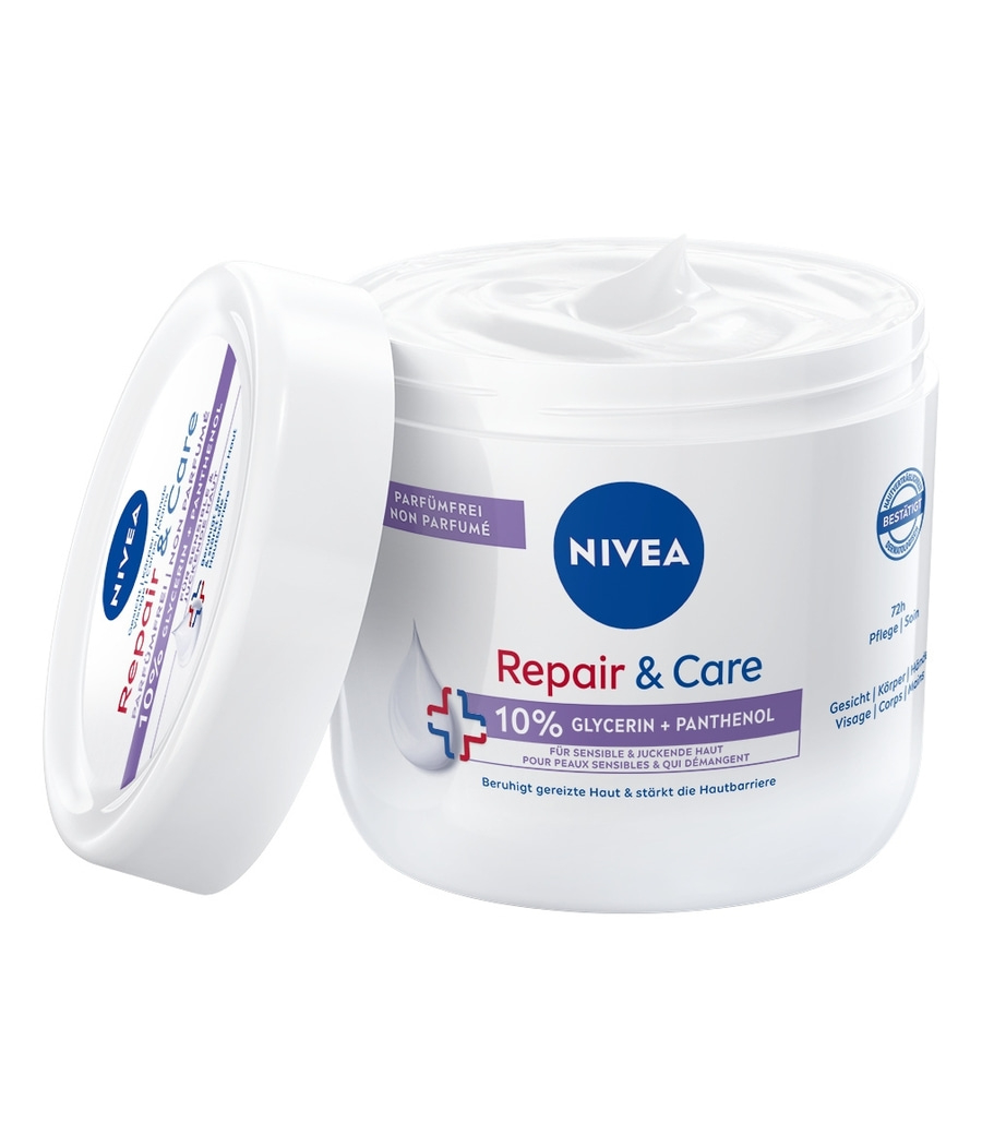 NIVEA Repair & Care Pflegecreme parfümfreie Body Lotion Panthenol 2 x 400 ml
