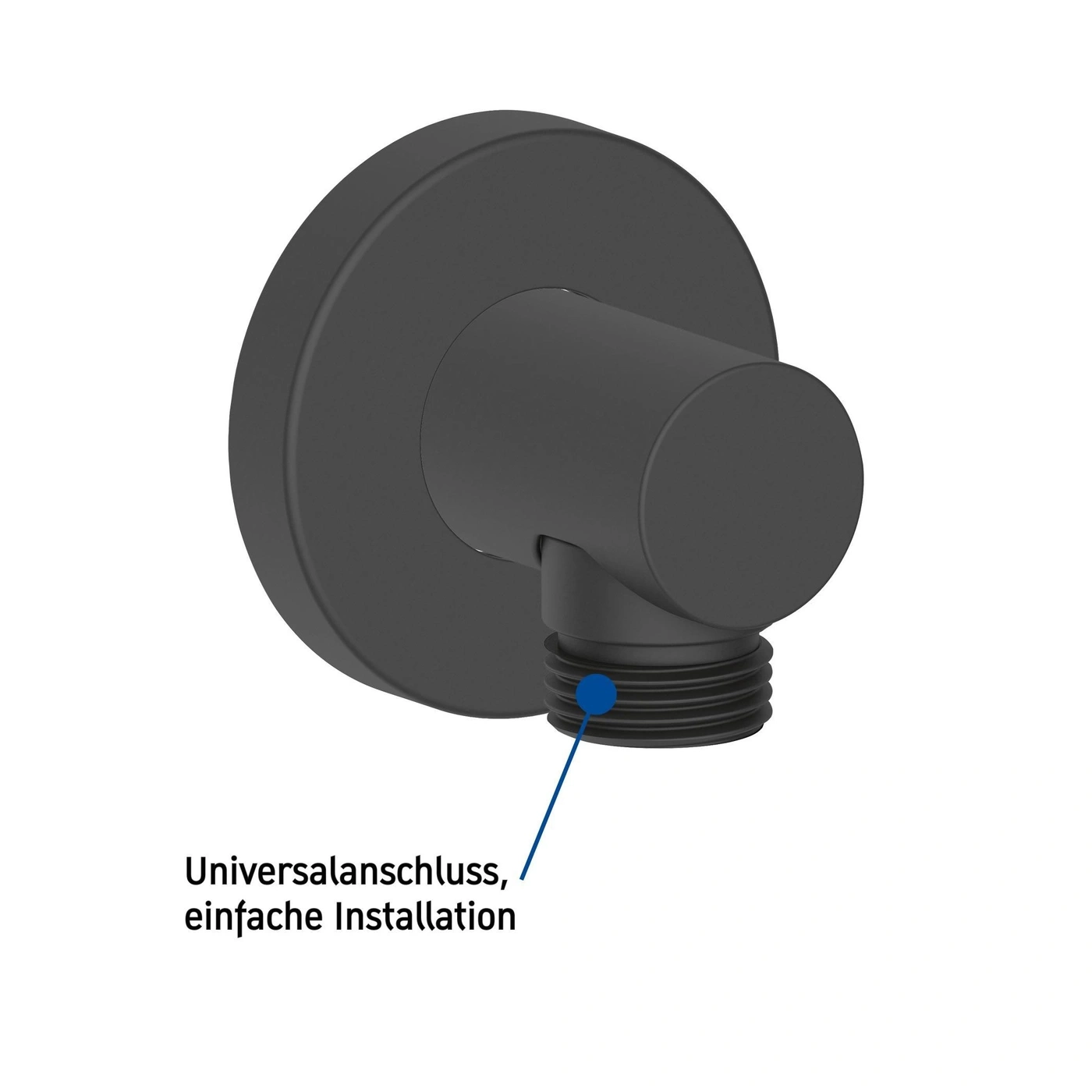 Schwarzer Wasserhahn mit Universalanschluss und einfacher Installation.